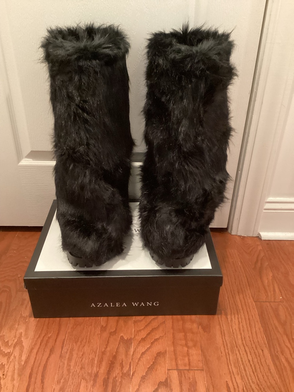 Black Faux Fur Mid-Calf Boots